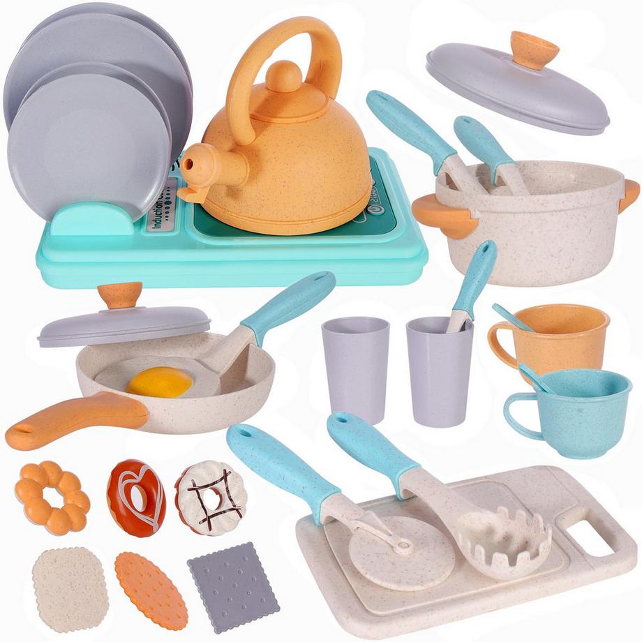 Kinderküchenzubehör, Kinderküchenspielzeug Kochgeschirr, Kinderspielküchenset, Topfset für Rollenspiele