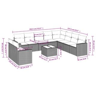 VidaXL Ensemble de canapés de jardin rotin synthétique  