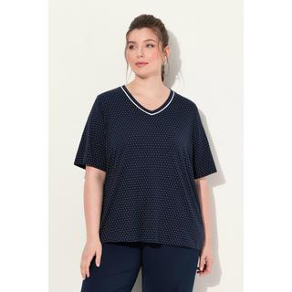 Ulla Popken Maglie del pigiama Confezione doppia Pallini Tinta unita Mezze maniche  