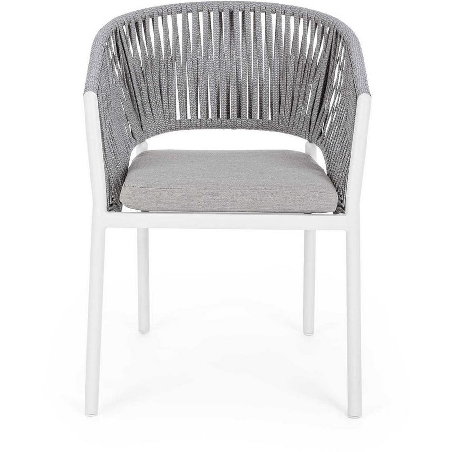 mutoni Chaise de jardin Florencia avec accoudoirs et coussin blanc  