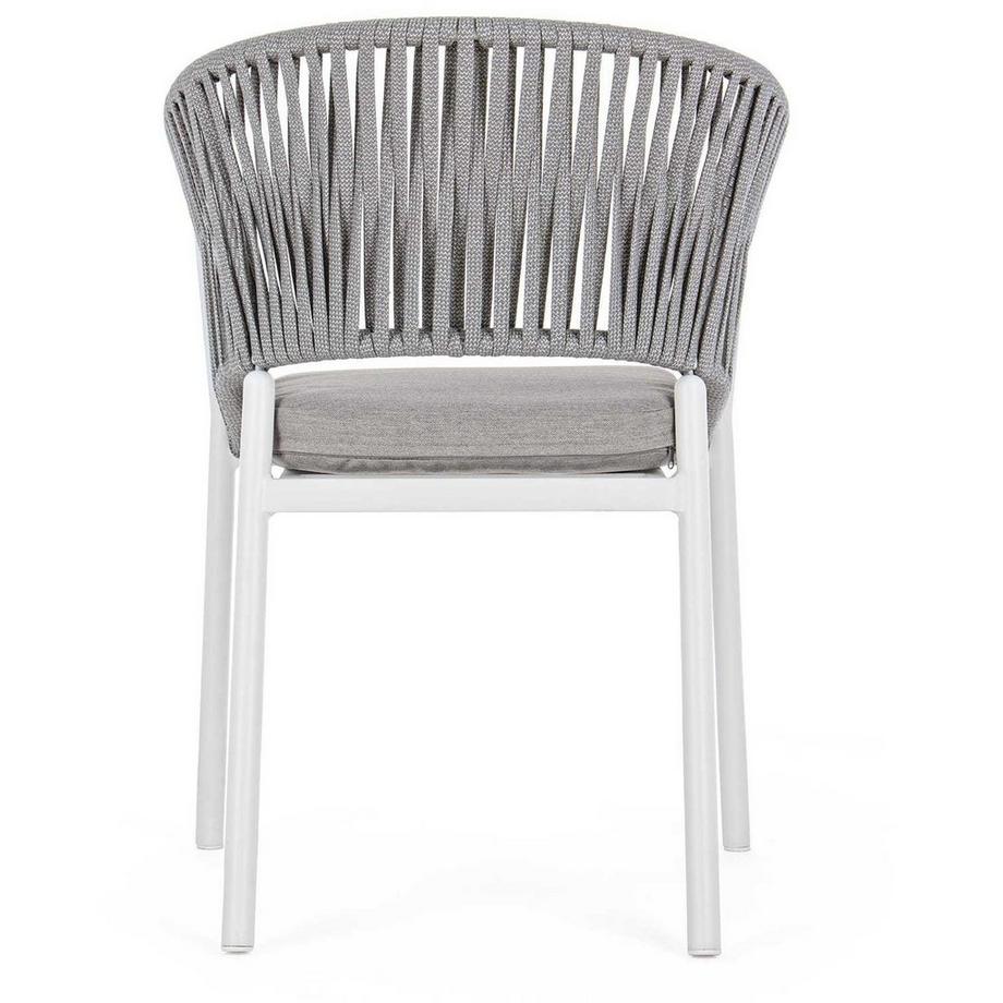 mutoni Chaise de jardin Florencia avec accoudoirs et coussin blanc  