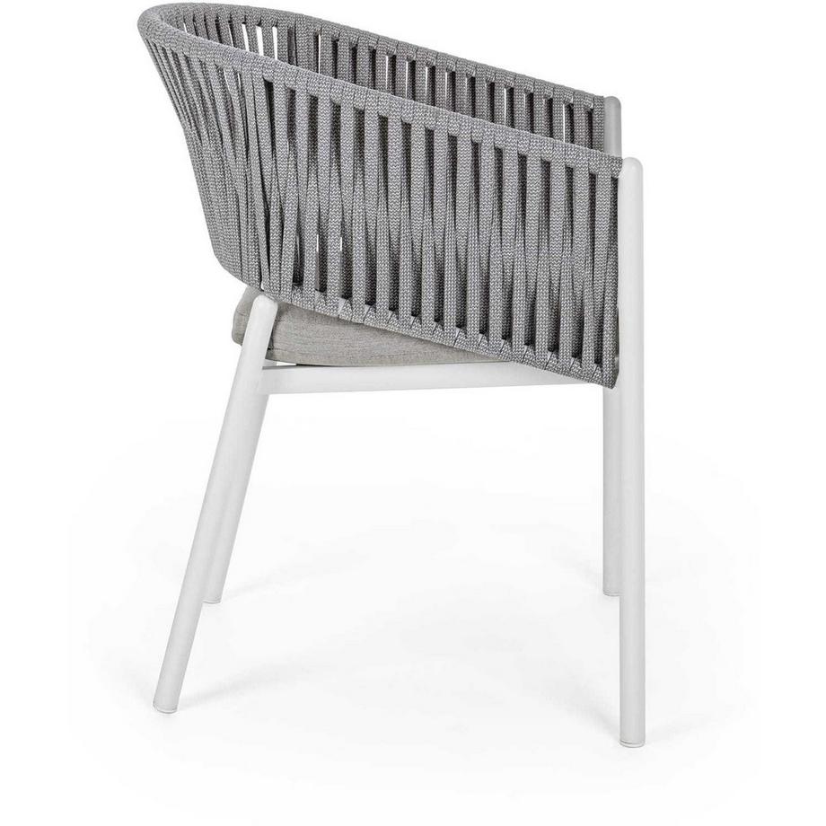 mutoni Chaise de jardin Florencia avec accoudoirs et coussin blanc  