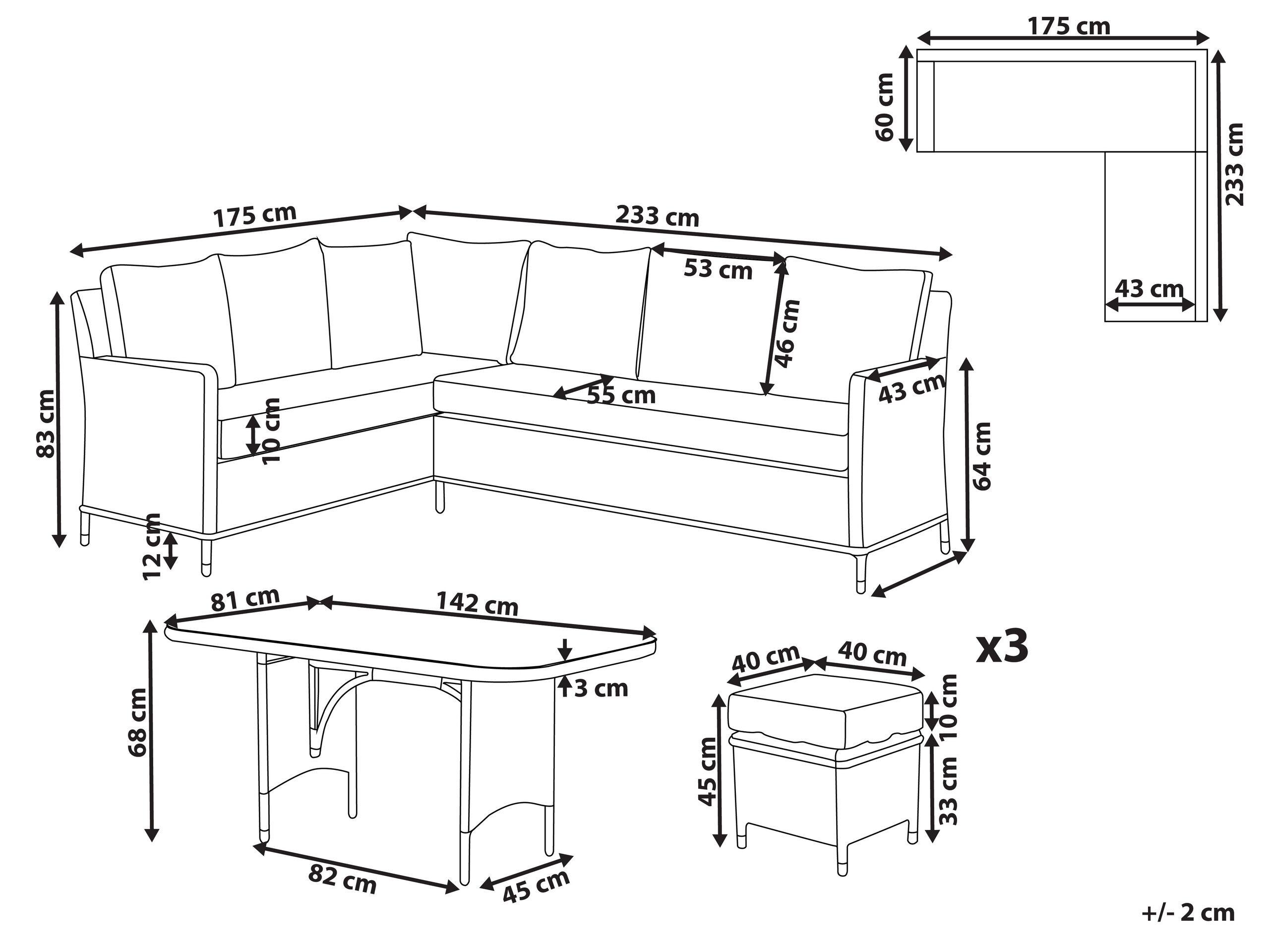 Beliani Set lounge pour jardin en Polyrotin Traditionnel LACONA  