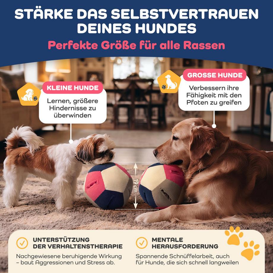 Alopini  Balle à Renifler pour Chiens - Jouet pour Chien Intelligent avec 4 Niveaux de Difficulté 
