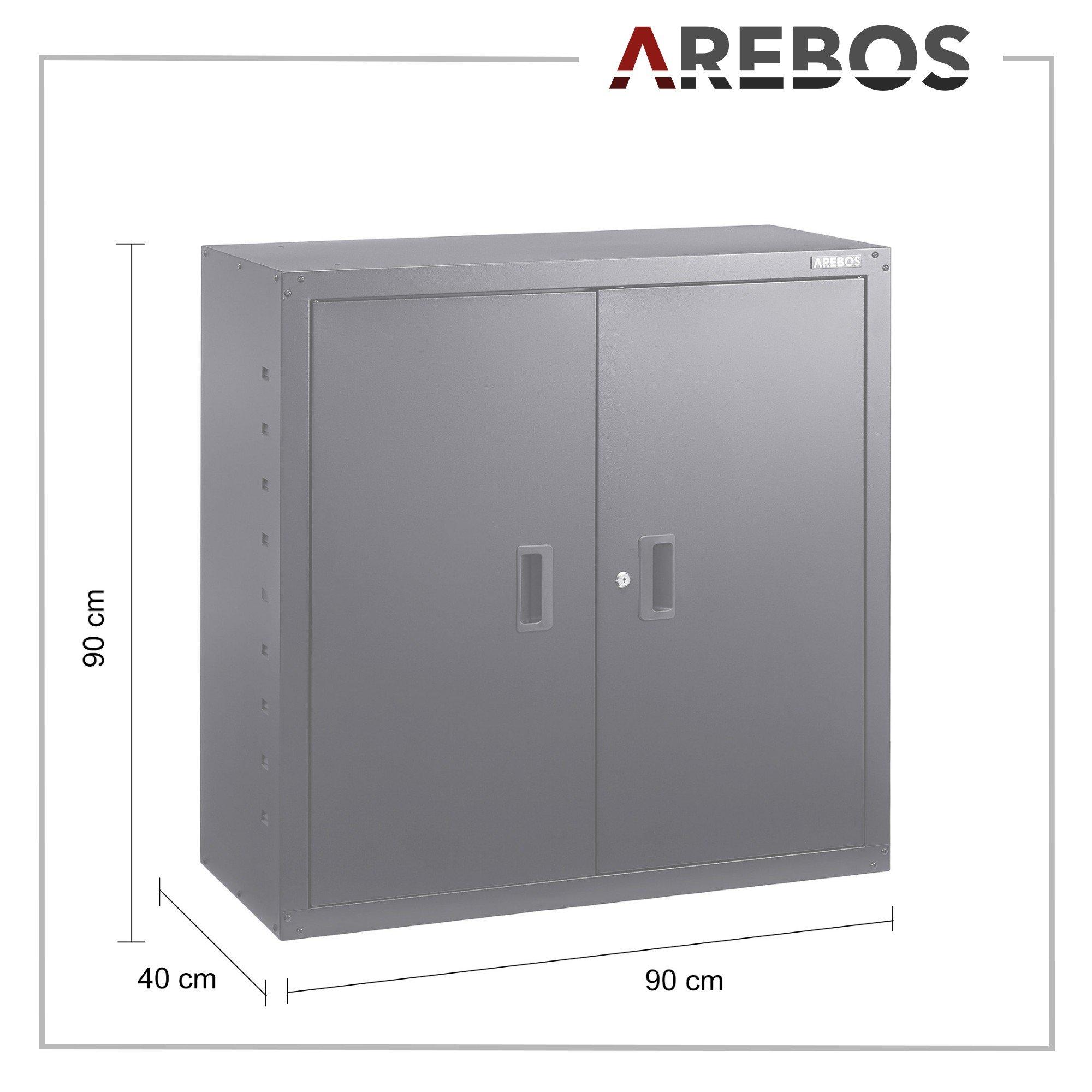 Arebos Aktenschrank Büroschrank Lagerschrank Materialschrank Stahlschrank | Höhenverstellbarer Einlegeboden  