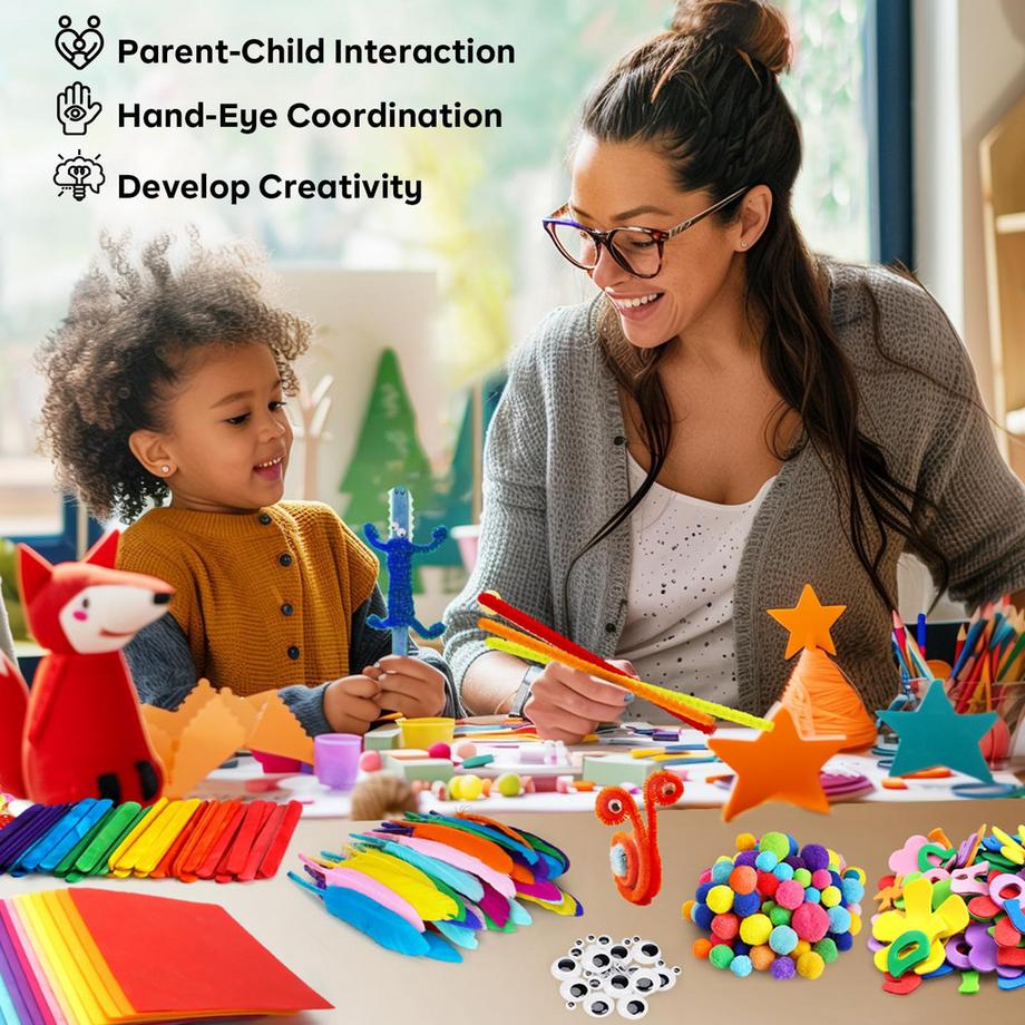 Activity-board  Fournitures de bricolage colorées pour la réalisation de kits de bricolage pour enfants avec du papier coloré, du caoutchouc mousse, des cure-pipes 