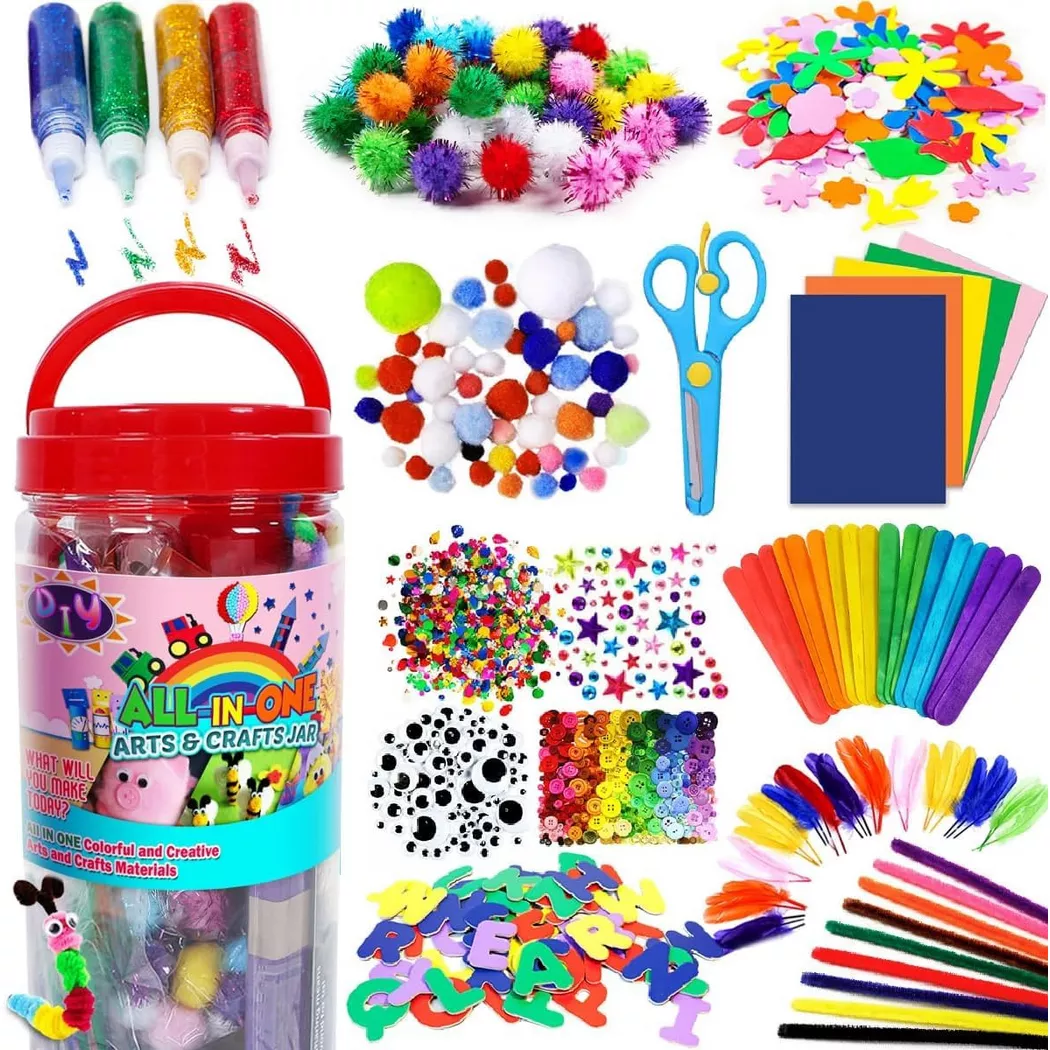 Activity-board - Buntes Bastelmaterial zum Basteln Bastelsets für Kinder mit farbigem Papier, Moosgummi, Pfeifenreinigern, One Size, Multicolor