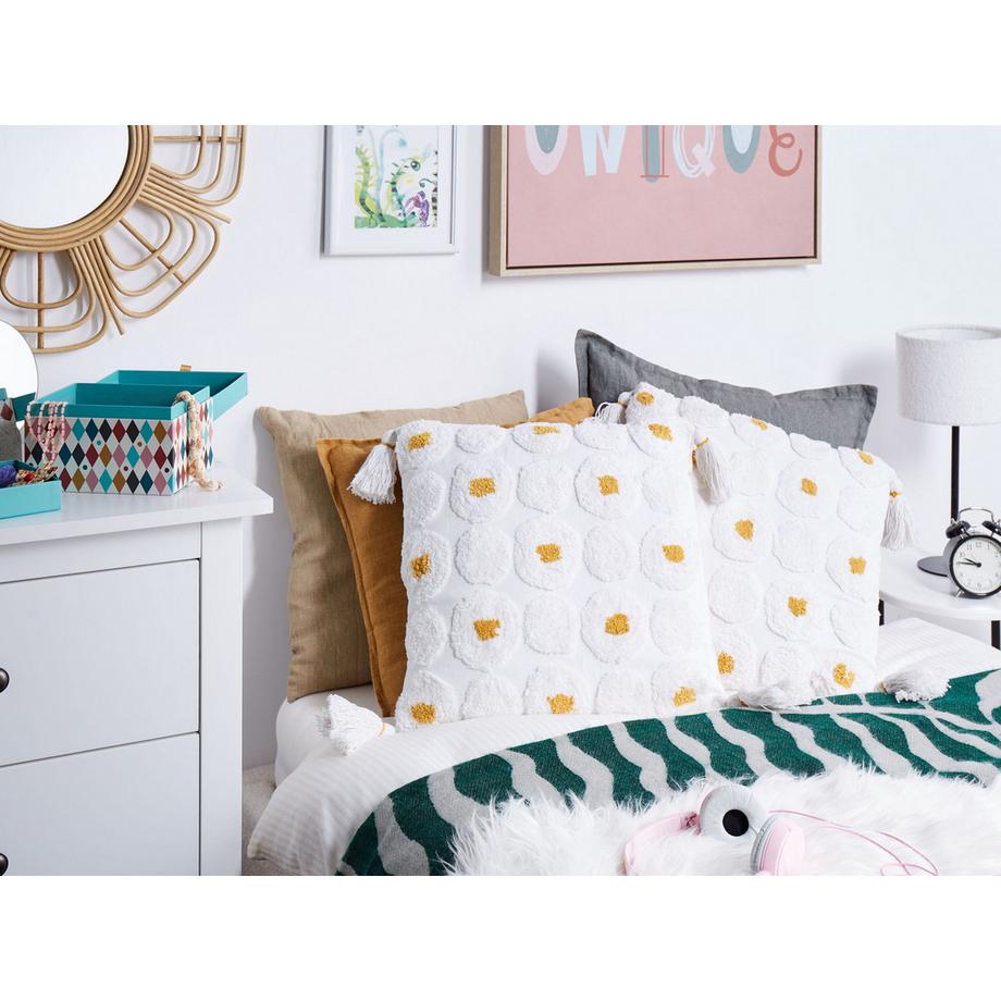 Beliani Dekokissen 2er Set aus Baumwolle Boho AZALIA  