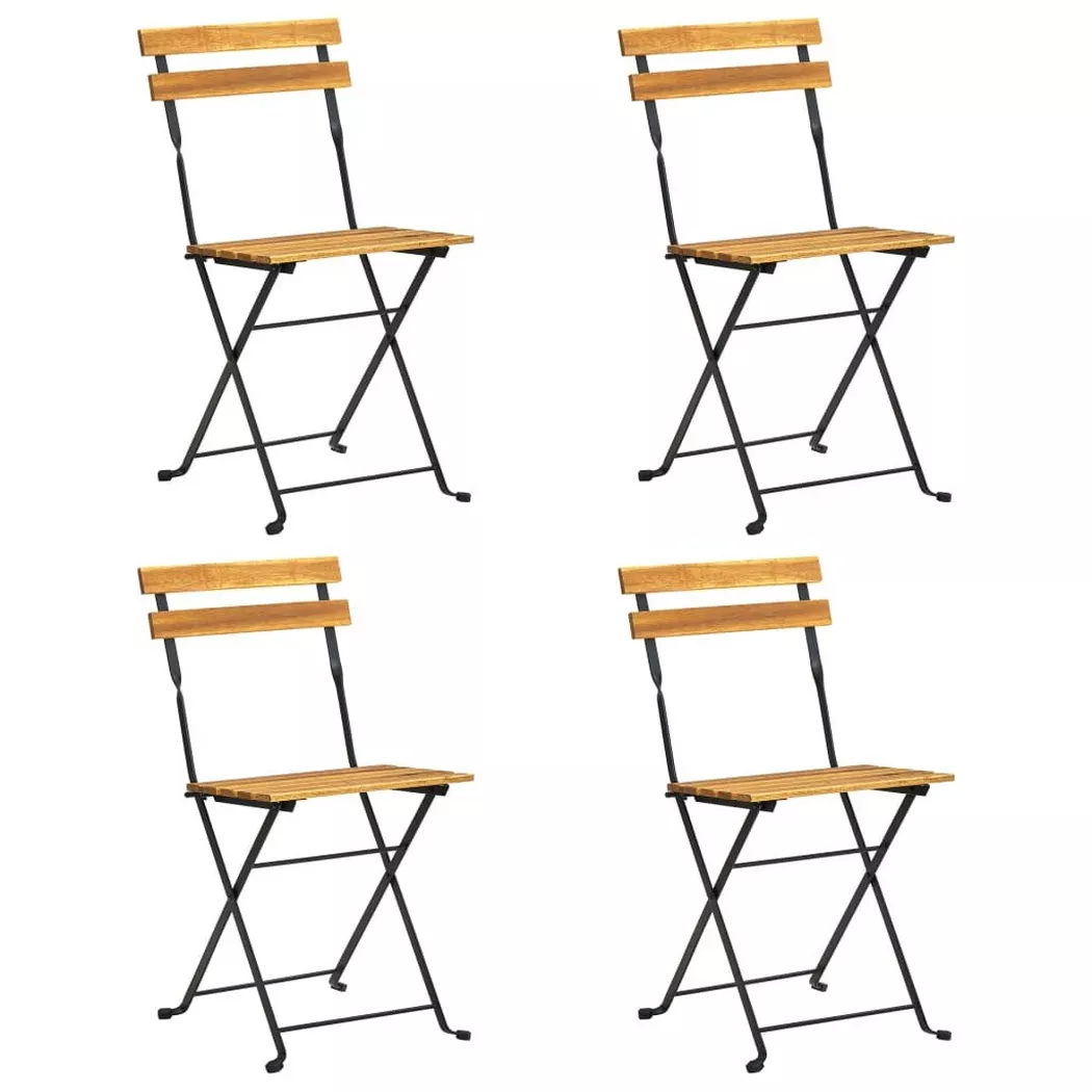 Chaises de bistro pliables lot de 4 Bois d acacia massif