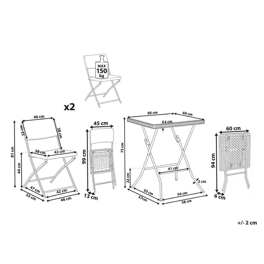 Beliani Set bistrot en Materiale sintetico Moderno TRAPPETO  
