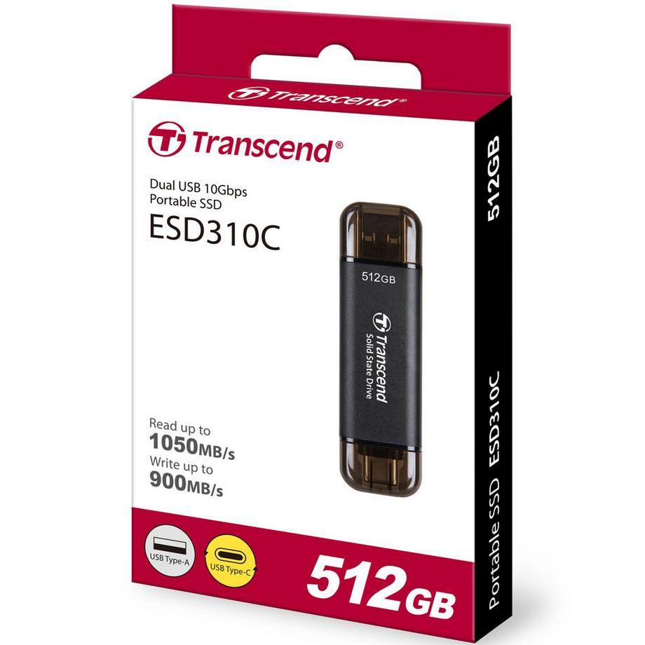 Transcend  Tragbare SSD ESD310C USB-C 512 GB (R1050/W950) Schwarz 