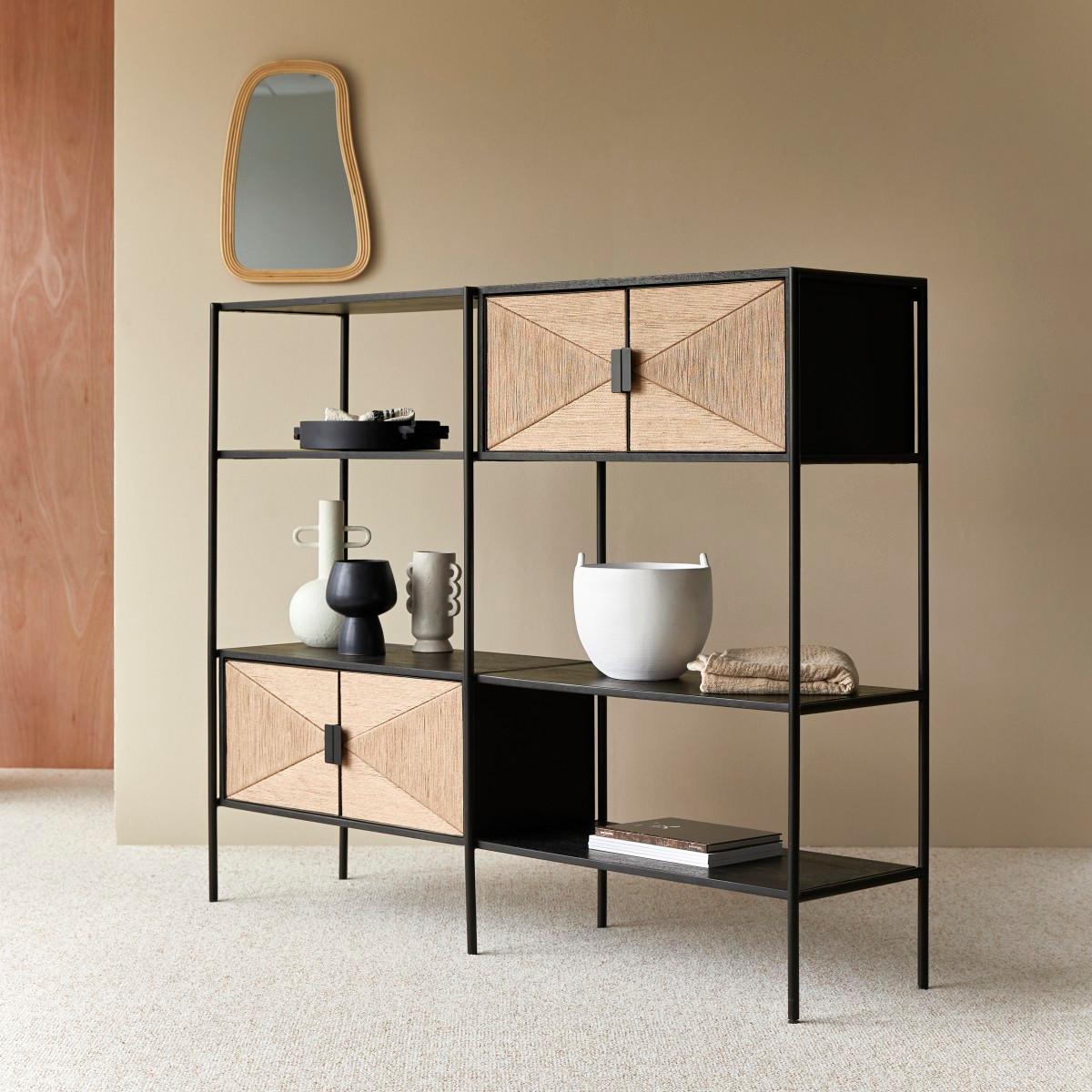 Tikamoon Libreria in mango massello e metallo Fidele  