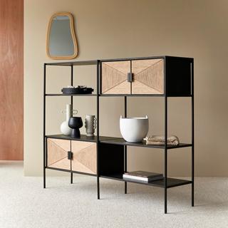 Tikamoon Libreria in mango massello e metallo Fidele  