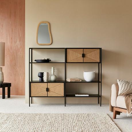 Tikamoon Libreria in mango massello e metallo Fidele  