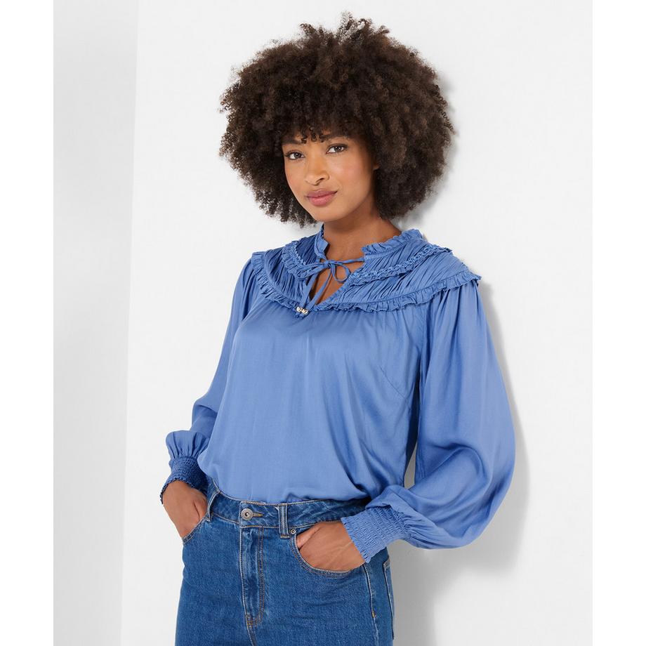 Joe Browns Blouse Romantique à Col Noué à Volants et Manches Ballon  