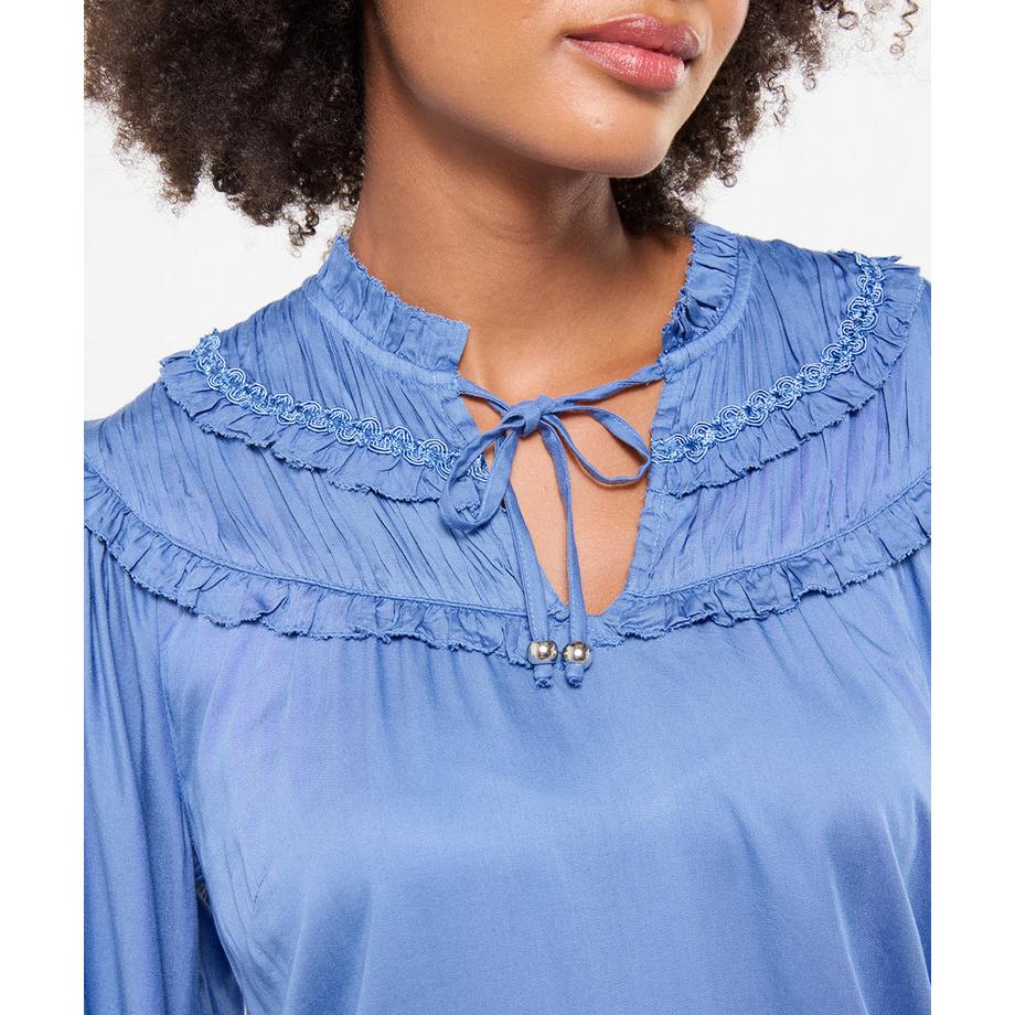 Joe Browns Blouse Romantique à Col Noué à Volants et Manches Ballon  