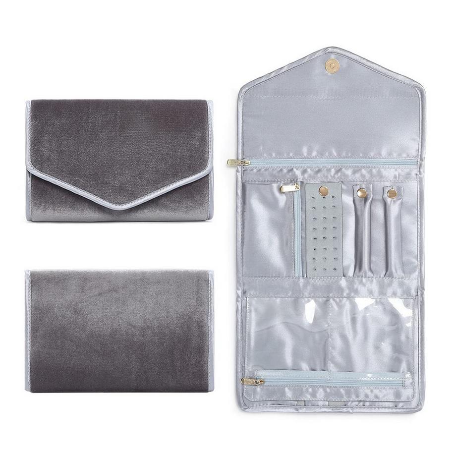 Only-bags.store  Schmuckrollen, Reiseschmuck-Organizer, faltbare Aufbewahrungstasche für Reiseringe, Halsketten, Ohrringe, Armbänder, Uhren, Broschen 