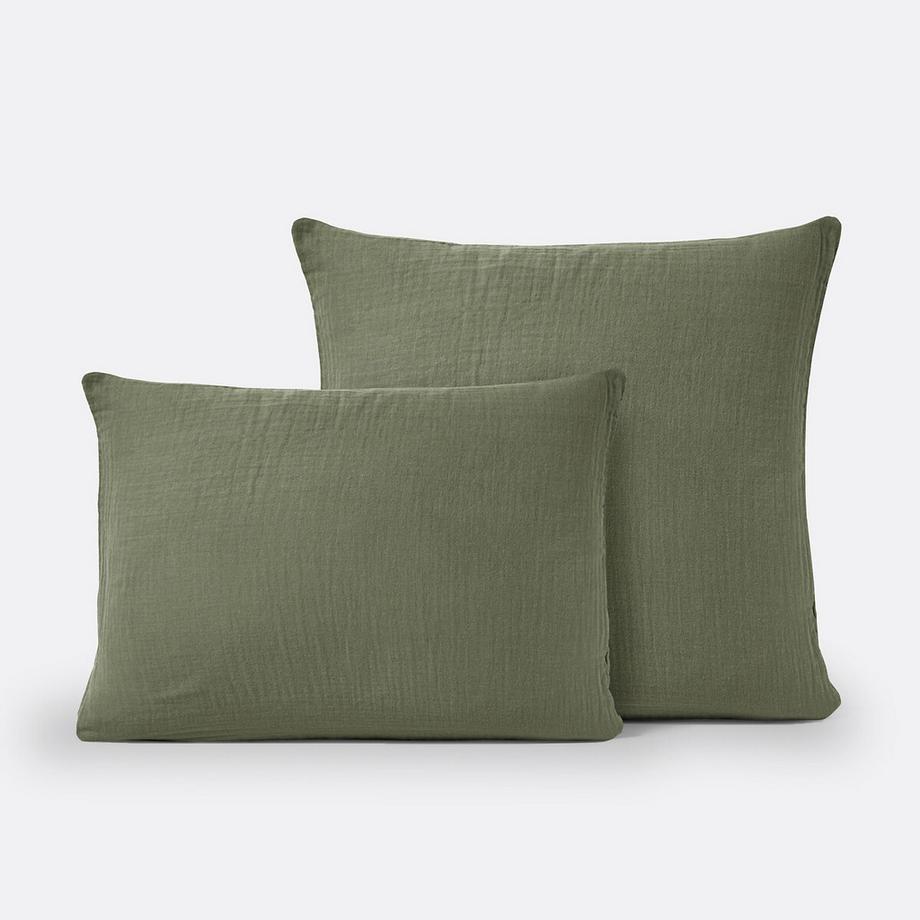 Taie d'oreiller unie gaze de coton