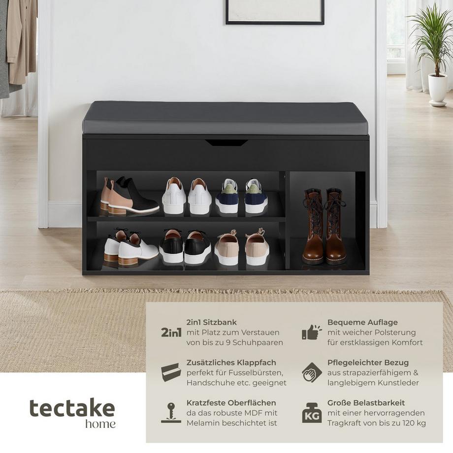 Tectake Panca portascarpe  Natalya per 9 paia di scarpe  