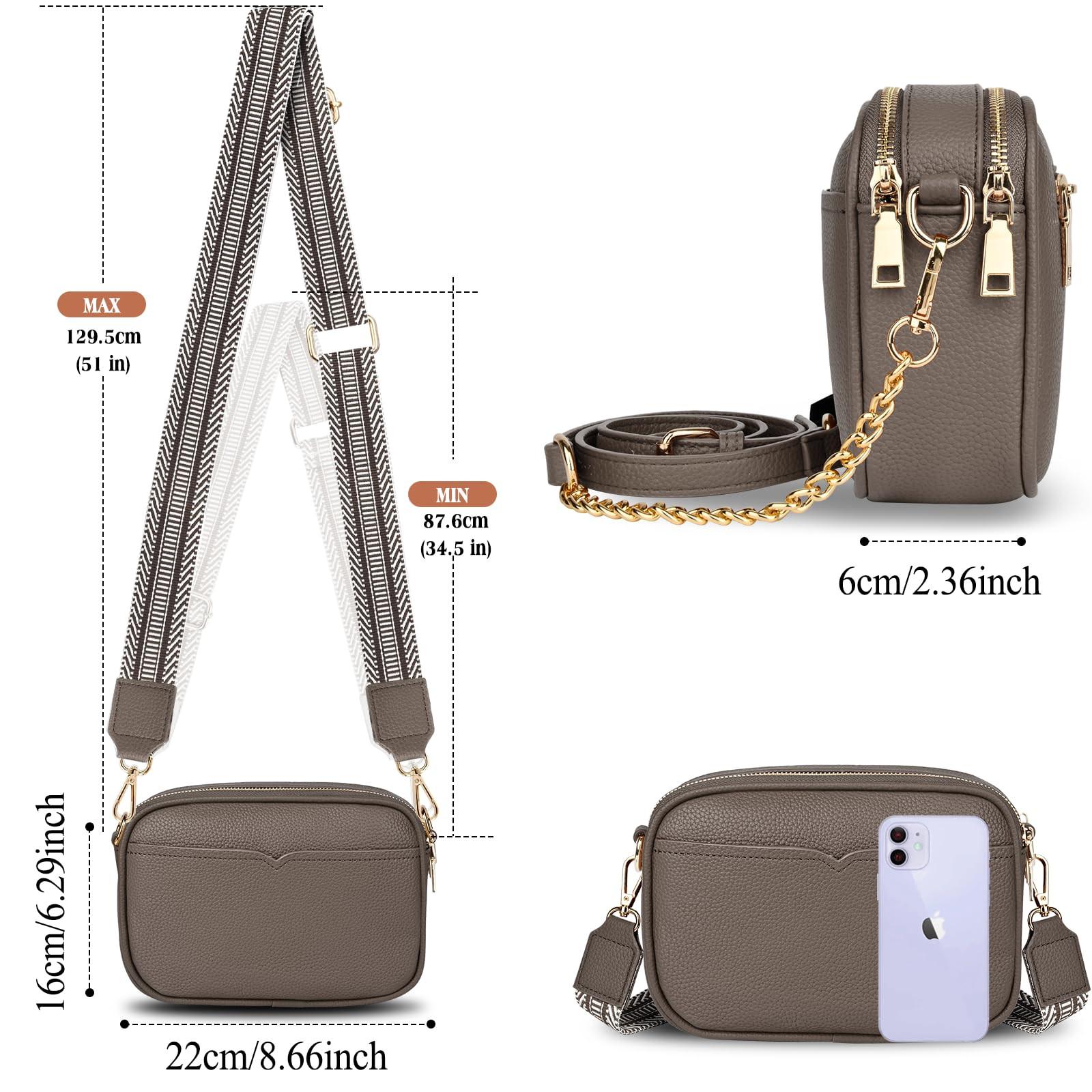 Only-bags.store Sac à Bandoulière En Cuir, Petit Sac à Bandoulière Sac à Bandoulière Élégant avec 2 Bandoulières Détachables Larges et Chaîne Sac pour Téléphone Portable Sac à Bandoulière En Cuir, Petit Sac à Bandoulière Sac à Bandoulière Élégant avec 2 Bandoulières Détachables Larges et Chaîne Sac pour Téléphone Portable 