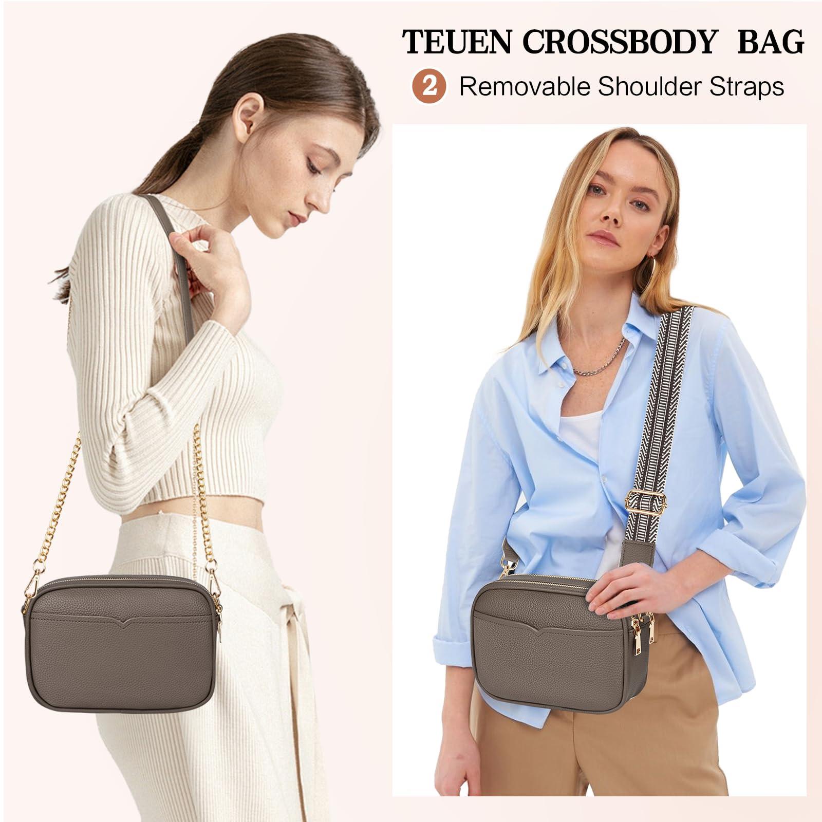 Only-bags.store Kleine Umhängetasche Leder mit 2 abnehmbaren Riemen  