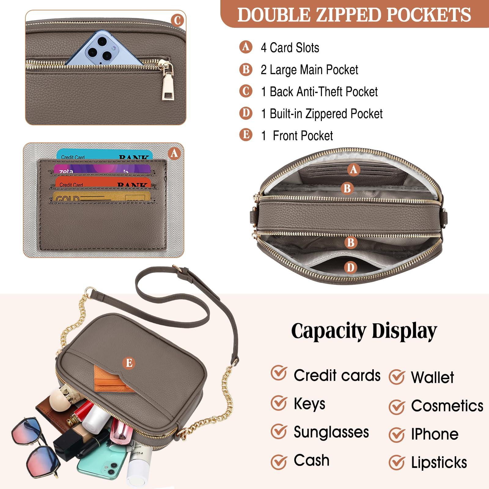 Only-bags.store Kleine Umhängetasche Leder mit 2 abnehmbaren Riemen  