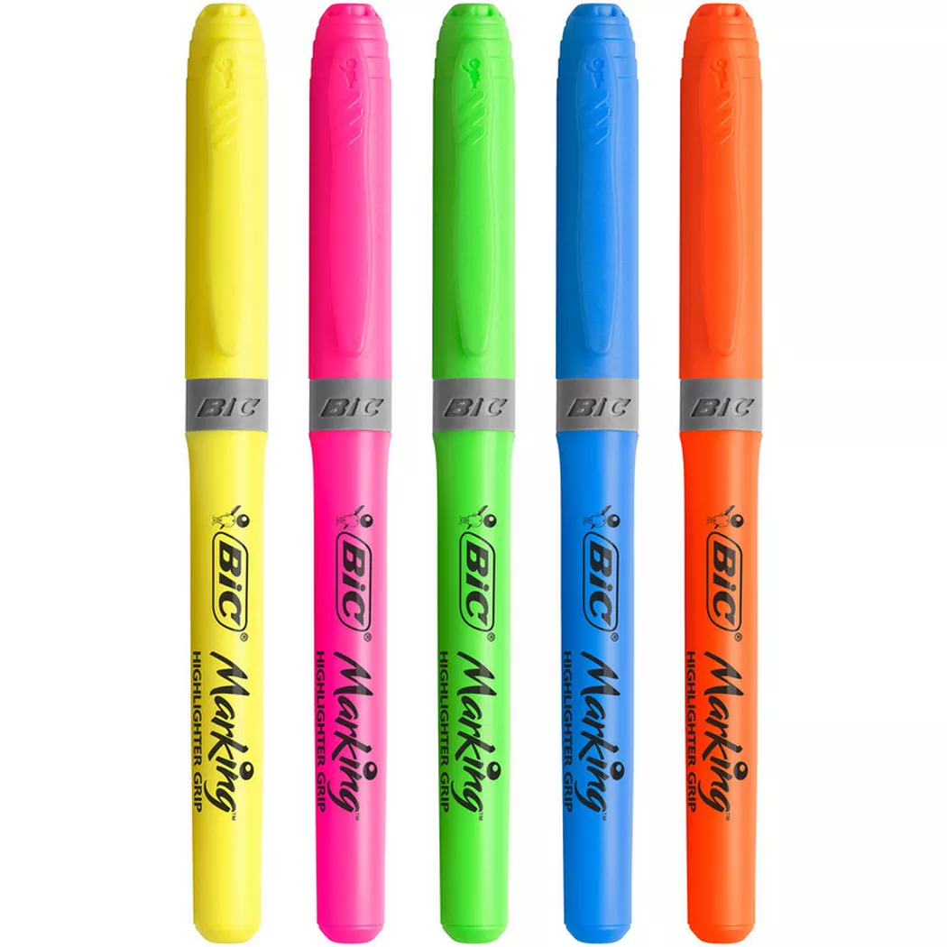 BIC Textmarker Grip 896055 assortiert 5 Stück