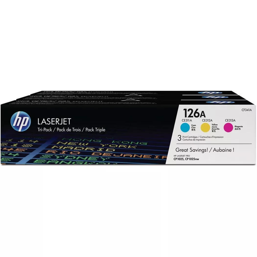 Hewlett-Packard – HP Toner Tri-Pack 126A CMY CF341A Color LJ Pro CP1025 1000 S., One Size
