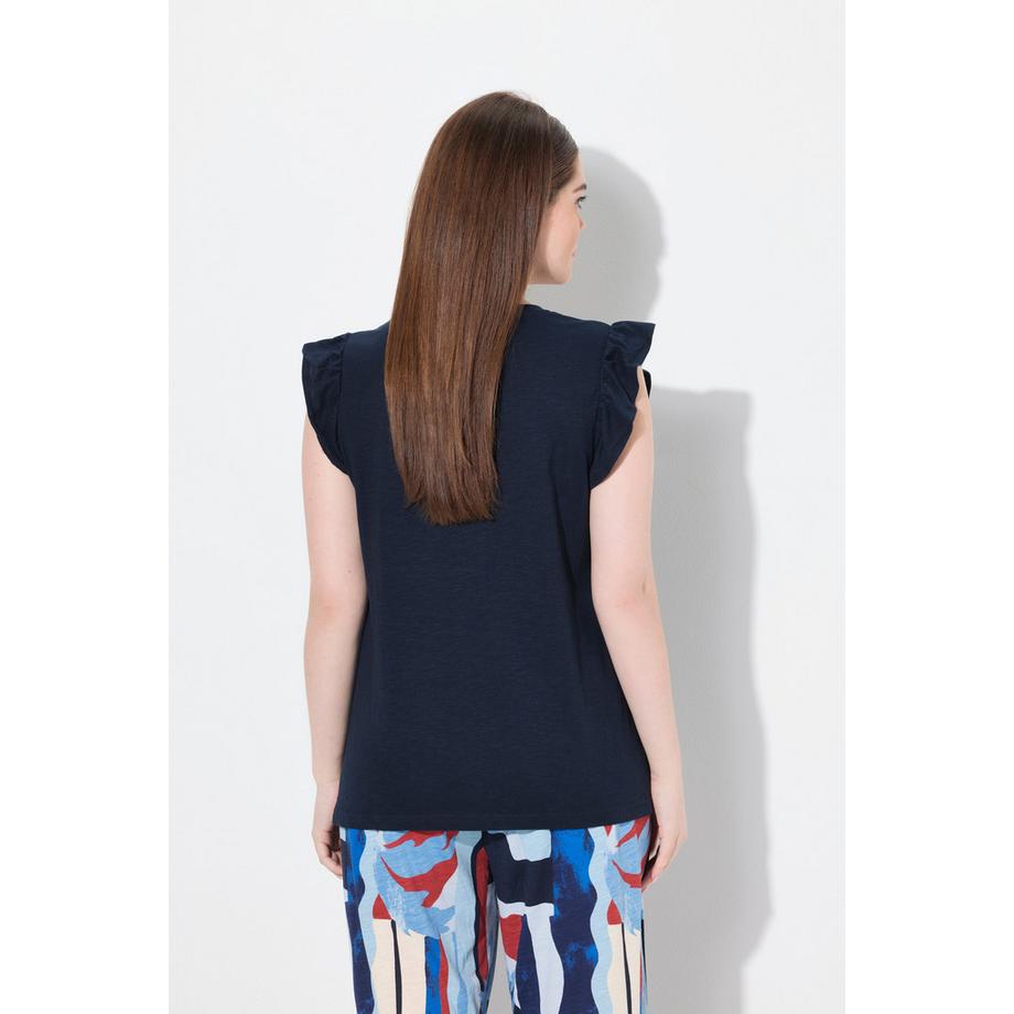 Ulla Popken T-shirt Broderie Col Rond Manches Courtes  