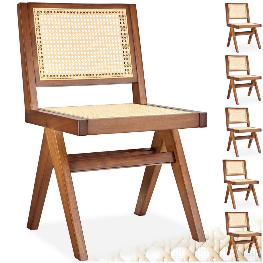 Sedia in legno Lissy con intreccio viennese, stile boho