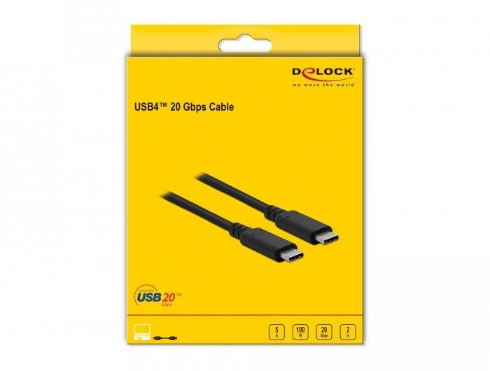 DeLock  86980 cavo USB 2 m USB4 Gen 2x2 USB C Nero 