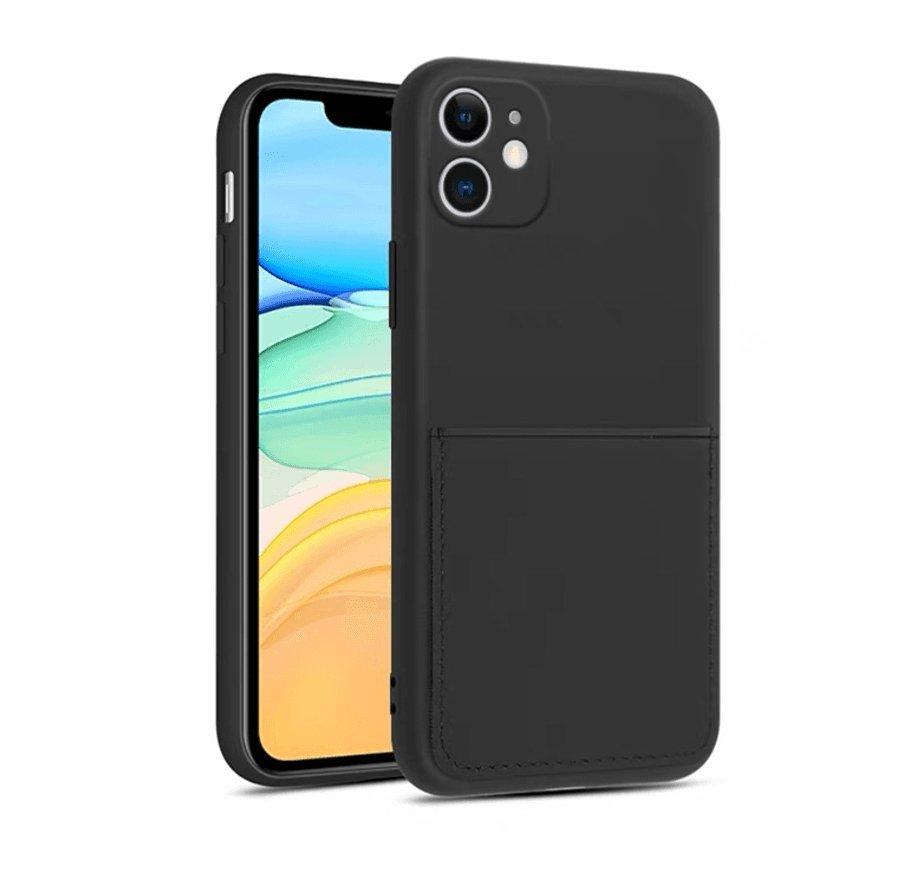 mobileup  Silikon Case mit Kartenfach iPhone 11 - Black 