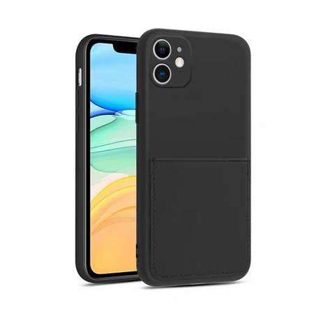 mobileup  Silikon Case mit Kartenfach iPhone 11 - Black 