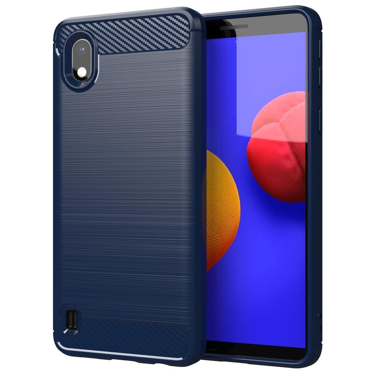 Cadorabo  Hülle für Samsung Galaxy A10  M10 TPU Silikon Edelstahl-Karbonfaser Optik 