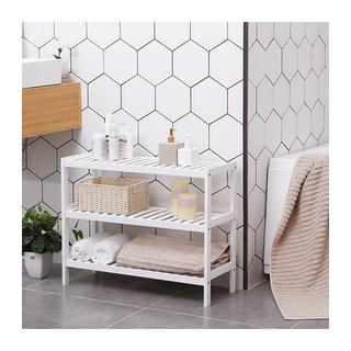 Calicosy Étagère à Chaussures 3 Niveaux en Bambou Blanc - L70 cm  