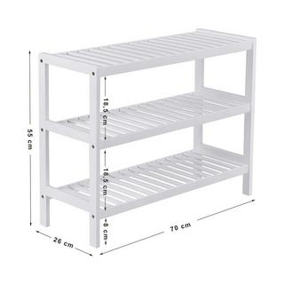 Calicosy Étagère à Chaussures 3 Niveaux en Bambou Blanc - L70 cm  