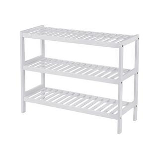 Calicosy Étagère à Chaussures 3 Niveaux en Bambou Blanc - L70 cm  