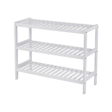 Étagère à Chaussures 3 Niveaux en Bambou Blanc - L70 cm