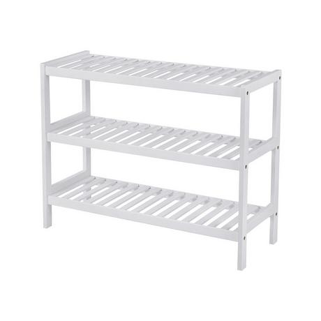 Calicosy Étagère à Chaussures 3 Niveaux en Bambou Blanc - L70 cm  
