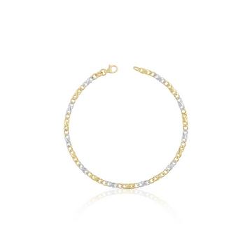 Bracelet Carrera bicolore jaune/blanc or 750, 19cm, 3.5mm