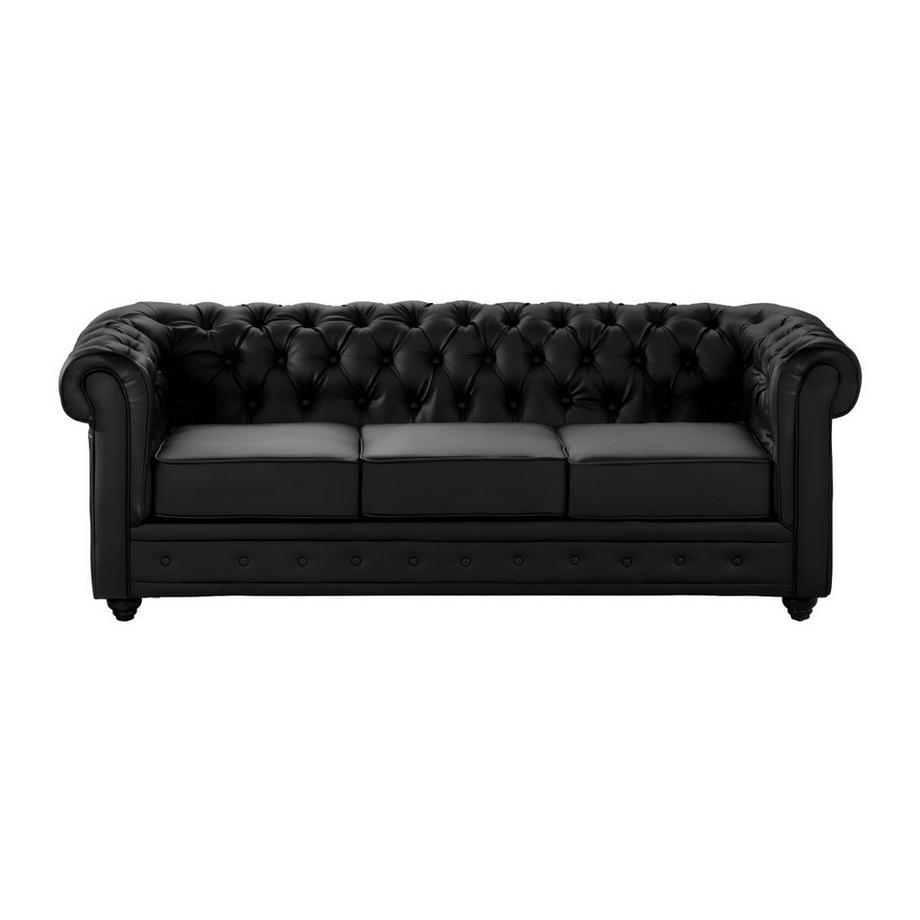 Vente-unique Divano CHESTERFIELD 3 posti in similpelle Nero  