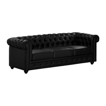 Divano CHESTERFIELD 3 posti in similpelle Nero