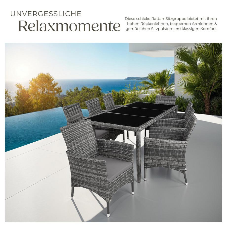 Tectake Rattan Sitzgruppe Almansa für 8 Personen widerstandsfähig  