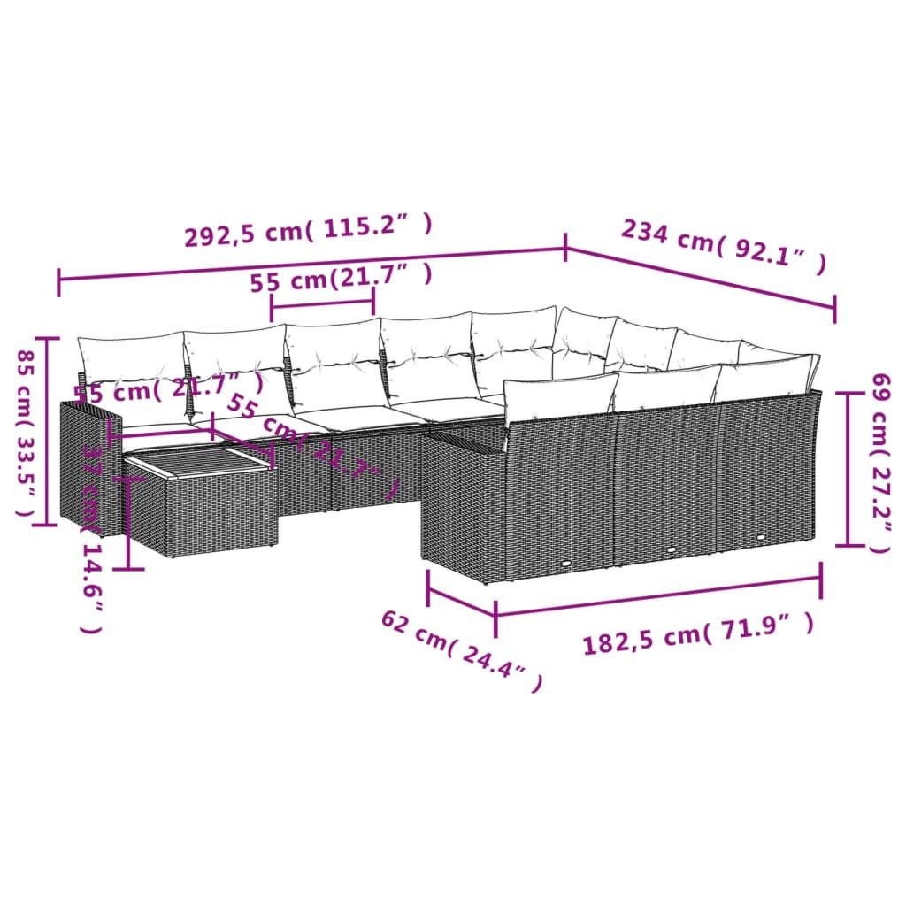 VidaXL Ensemble de canapés de jardin rotin synthétique  