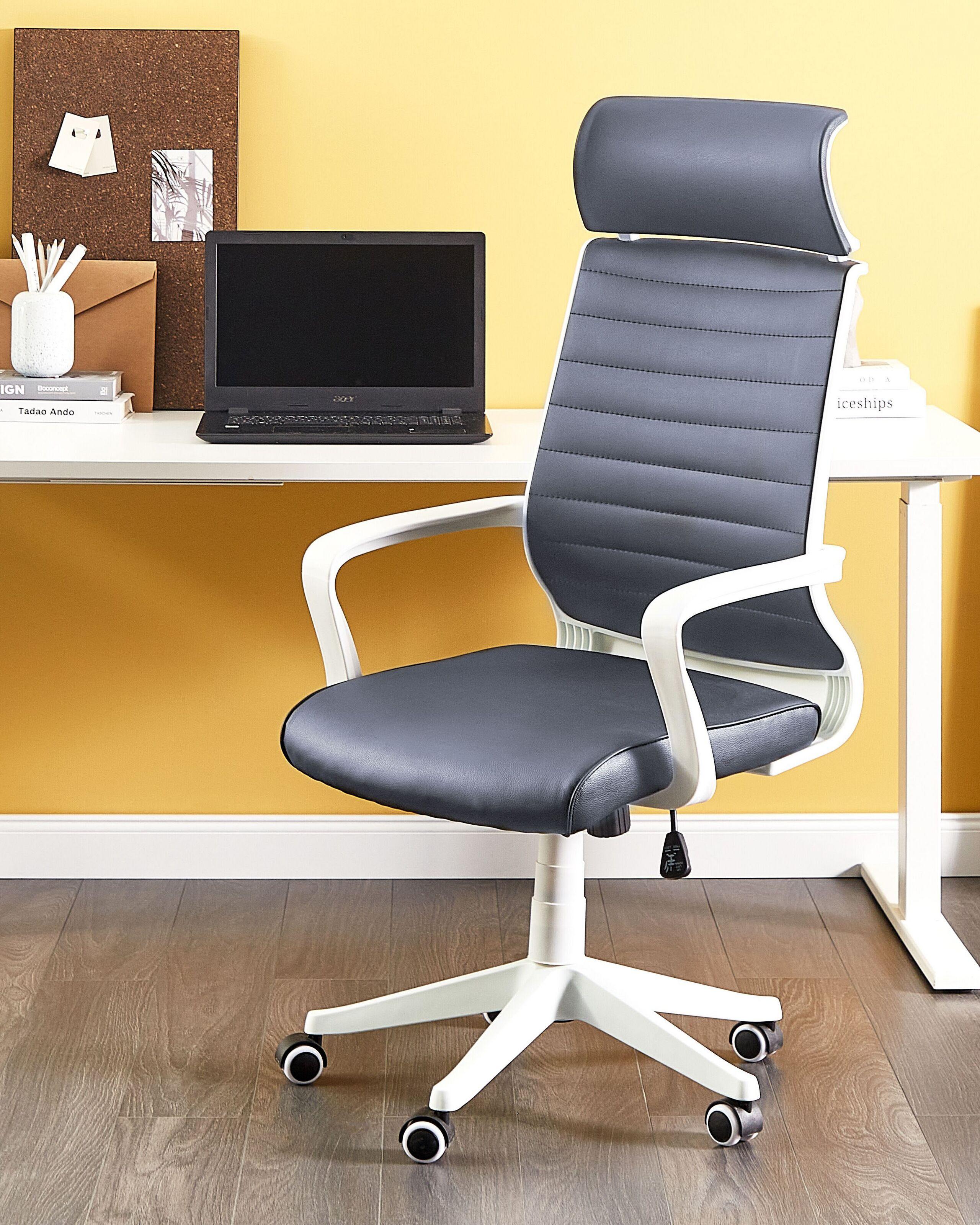 Beliani Chaise de bureau en Cuir PU Minimaliste LEADER  