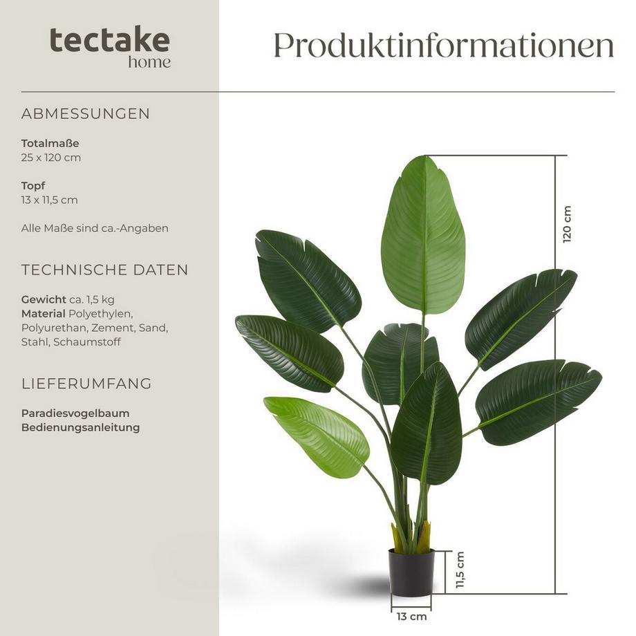Tectake Künstlicher Paradiesvogelbaum Tropic verschiedene Größen detailliert und naturgetreu  