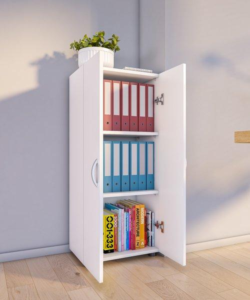 VCM Büroschrank mit 3 Fächern | moderner Aktenschrank mit Drehtüren | Maße ca. H. 108 x B. 49 x T. 34 cm – Ulas 3-Fach  