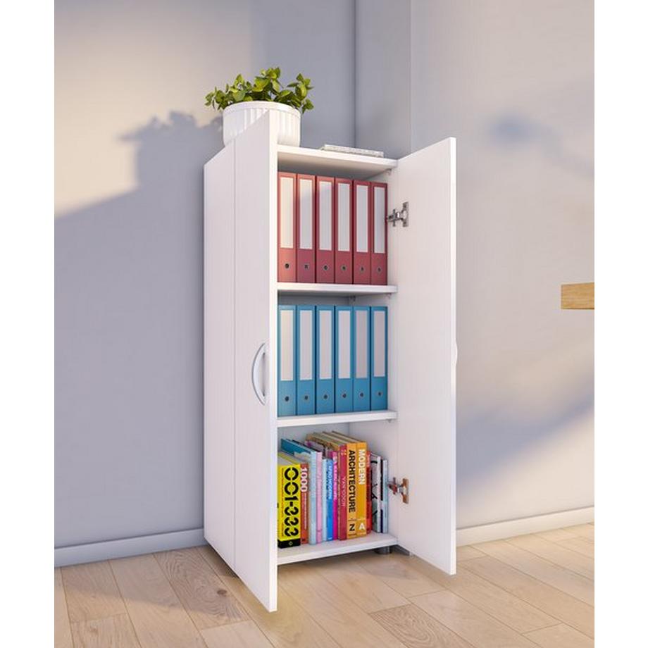 VCM Büroschrank mit 3 Fächern | moderner Aktenschrank mit Drehtüren | Maße ca. H. 108 x B. 49 x T. 34 cm – Ulas 3-Fach  