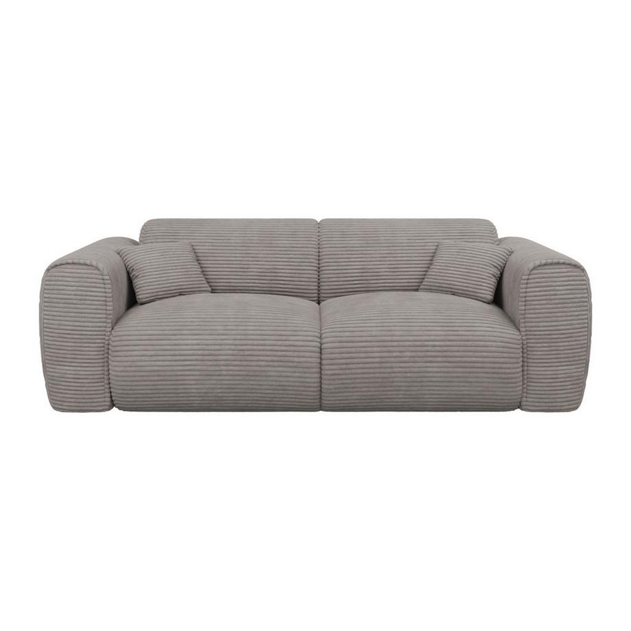 Vente-unique Sofa 3-Sitzer mit Matratze - Cord - Hellgrau - POGNIA  