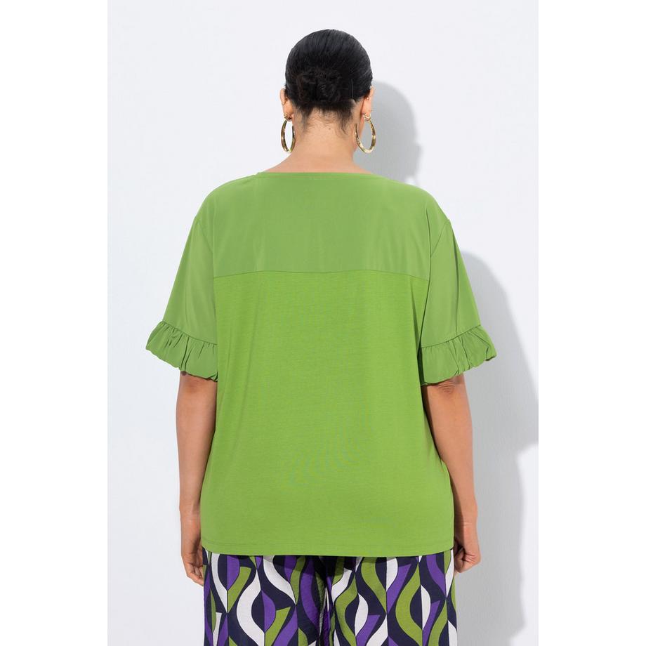 Ulla Popken Misto Materiali Oversize Girocollo Mezze Maniche T-Shirt  